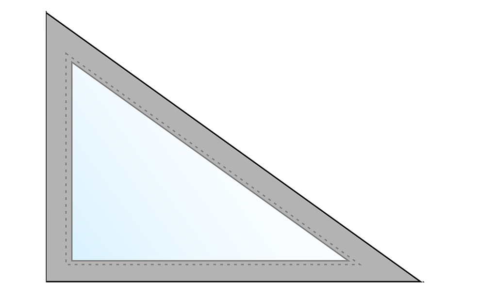 Dreieckige Plane mit Fenster, links